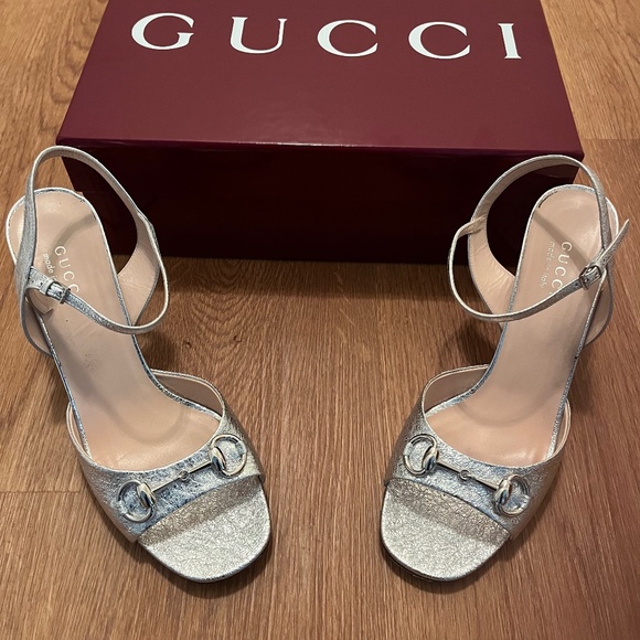 Gucci Metallic Silver Sandal Heels! - Picture 1 of 9